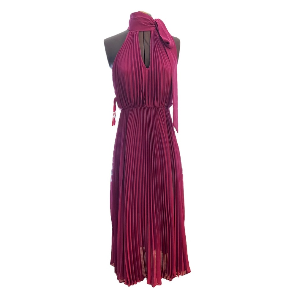 Betsy Johnson chiffon Pleated Halter midi dress.
